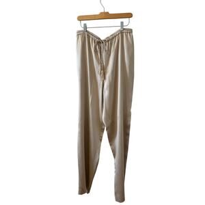 Dana Buchman Pull On Wide Leg Silk Trousers Pants Champagne 10